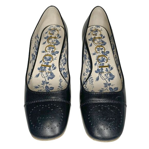Gucci Hills GG Logo Ballet Flats EU 36.5 US 6.5 Cap Toe Double G Leather - Picture 3 of 14